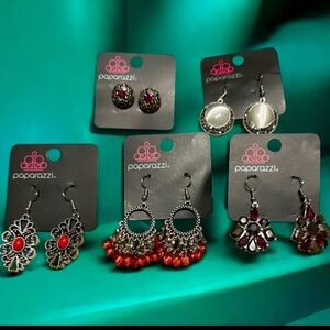 Paparazzi Vibrant Earrings Collection - Red, Orange, Silver